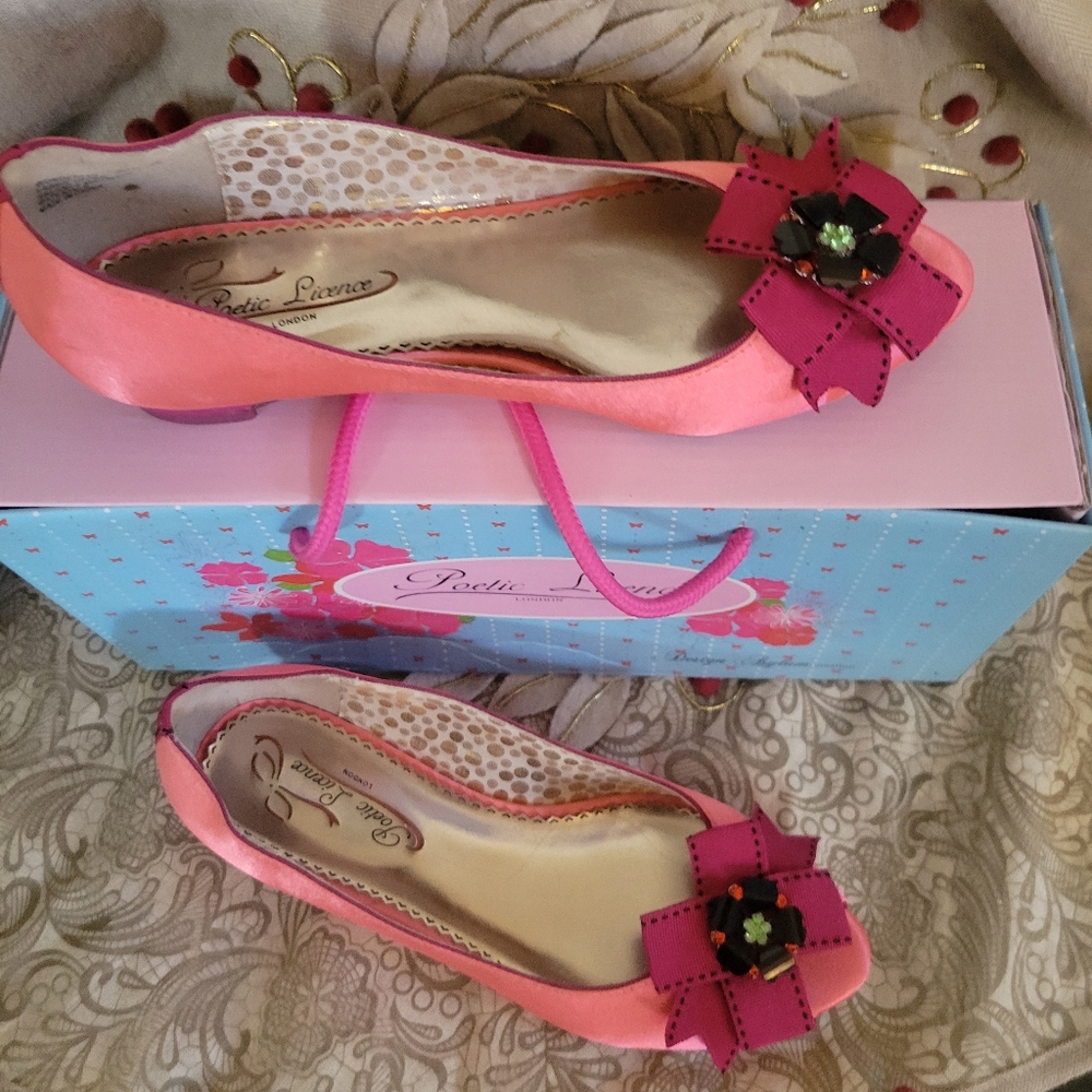 Poetic Licence Pink Peep Toe Flats - Picture 3 of 6